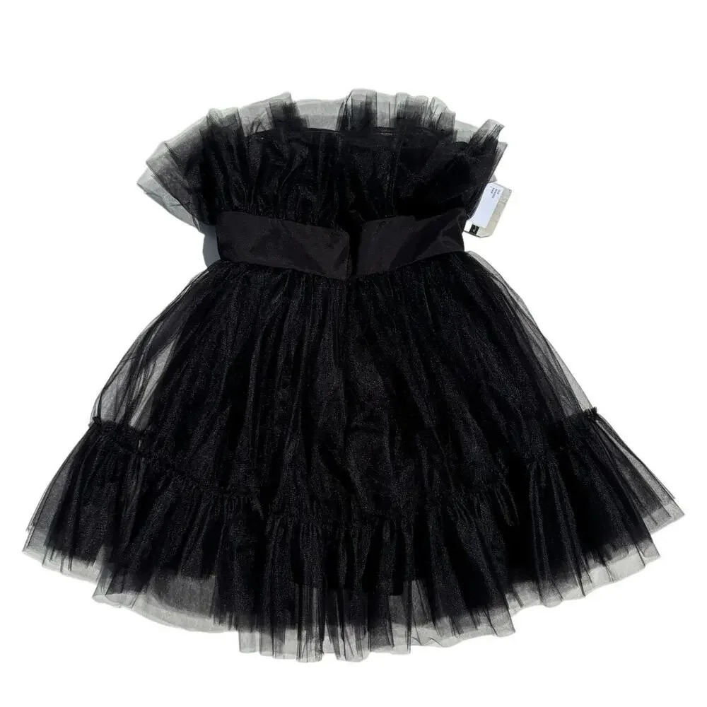 NWT Katie May Elle Mini Dress Black Tuile Puff Strapless Size Large - Picture 10 of 15